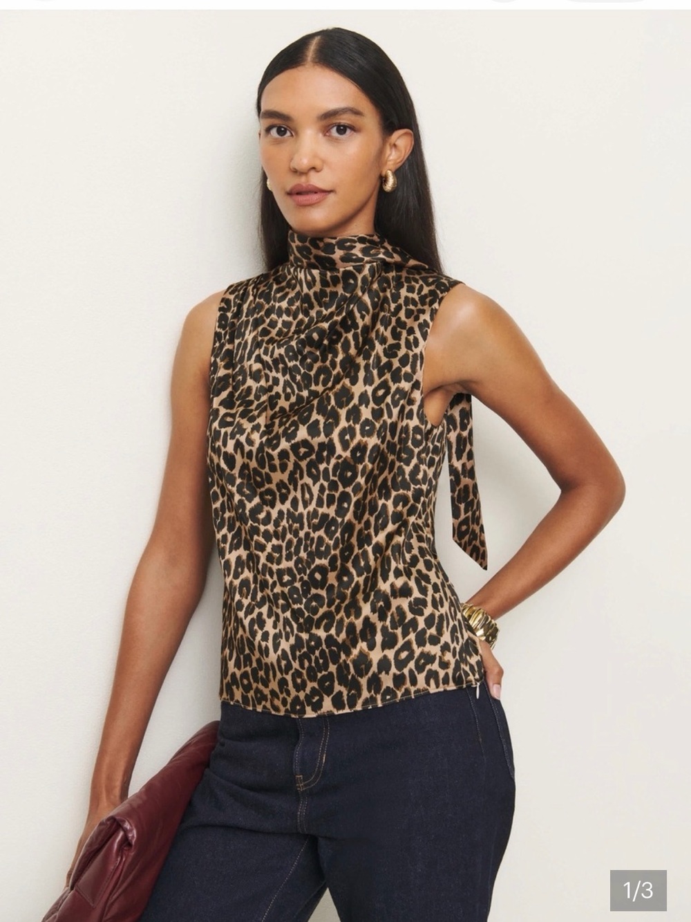 Sleeveless Leopard Print Mock Neck Top reformation